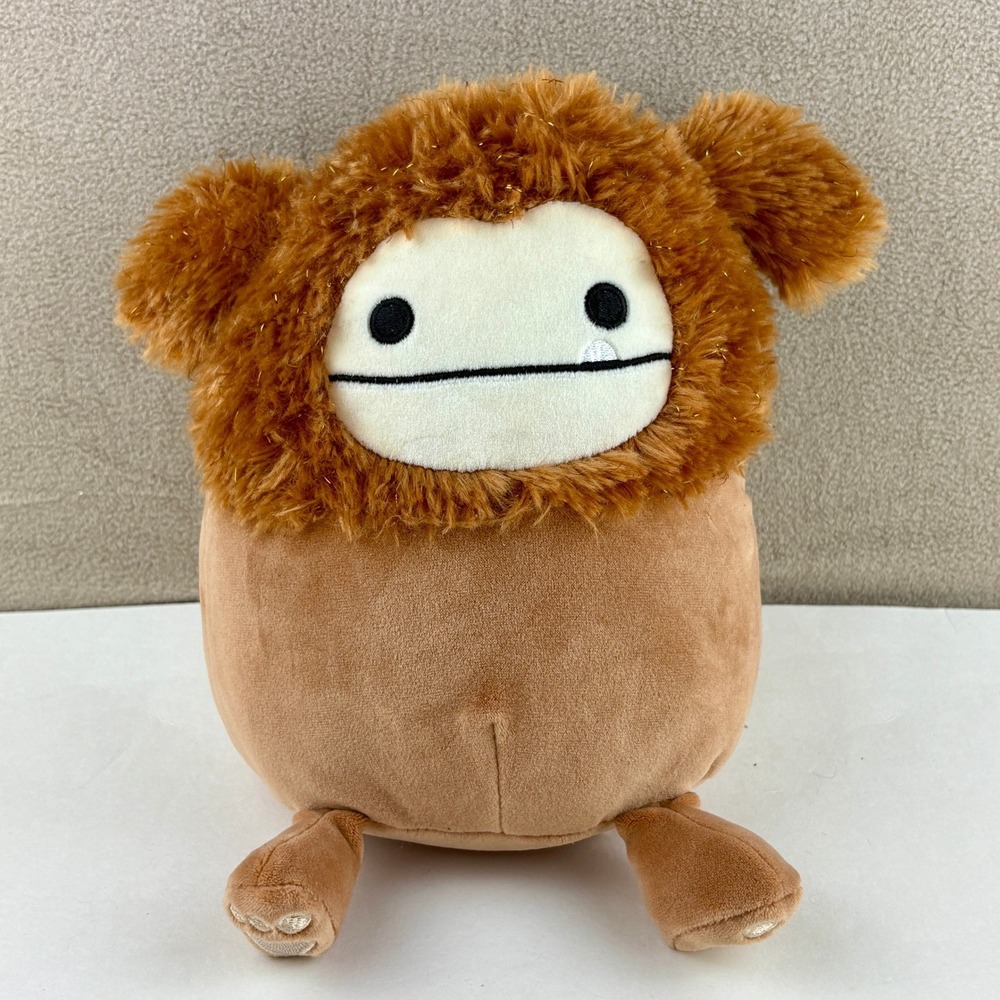 Squishmallow 9" Benny the Bigfoot Sparkly Gold Tinsel Hair Brown